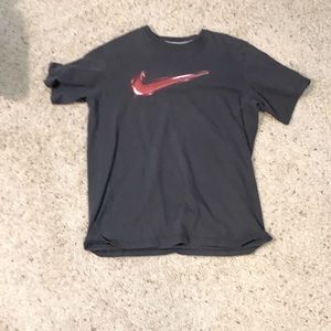 Gray Nike Tee with Red Swoosh